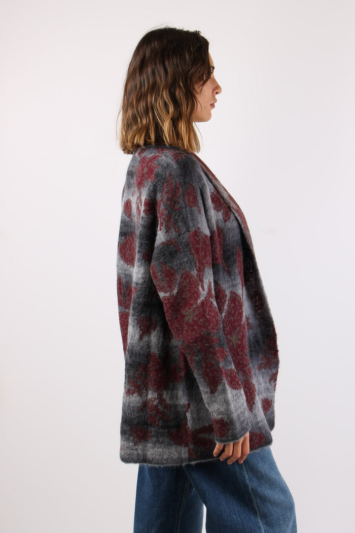 Cardigan Aperto Fiori Blu/grigio-6
