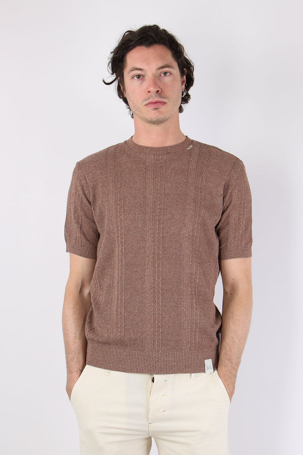 T-shirt Cotone Lavorato Tabacco-2