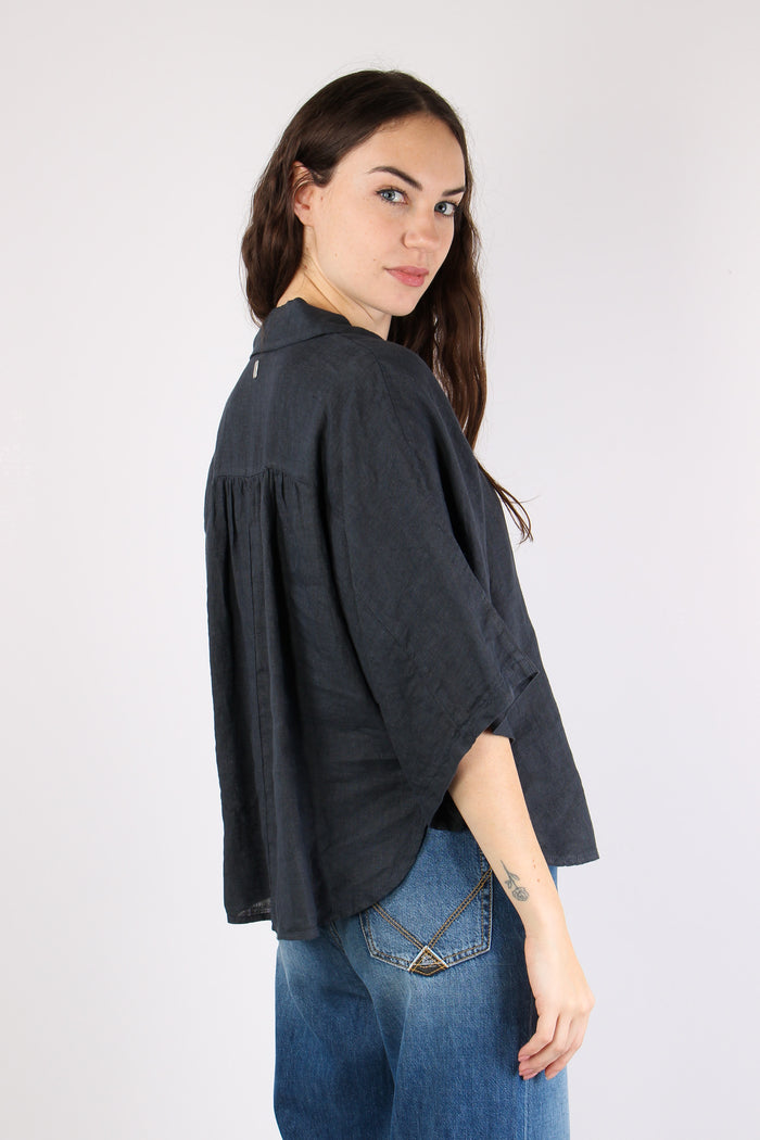 Camicia Over Lino Blue-7