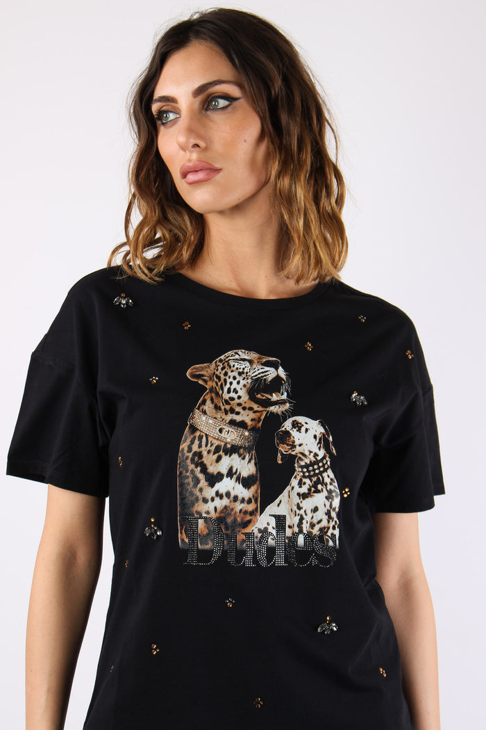T-shirt Tigre Dalmata Nero-7