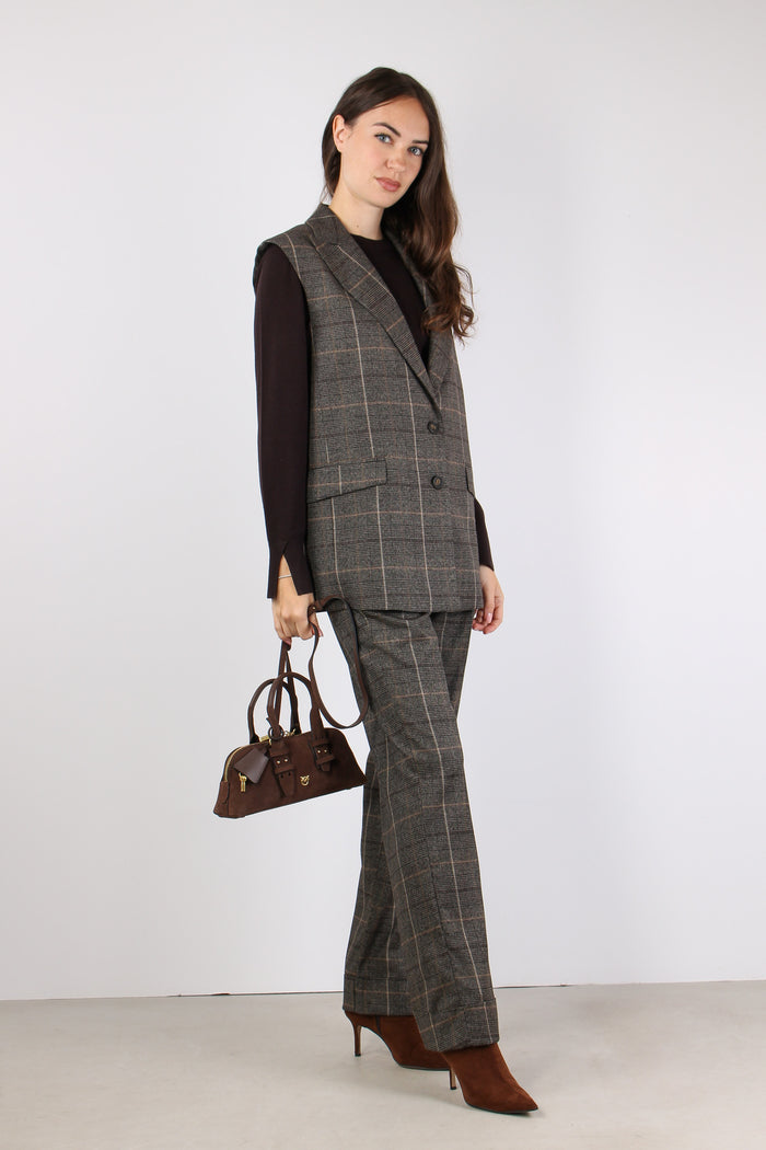 Gilet Lungo Quadri Caffe-6
