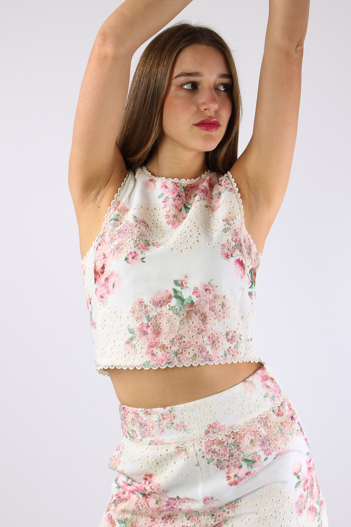 Top Sangallo Fantasia Fiori Bianco/rosa-9