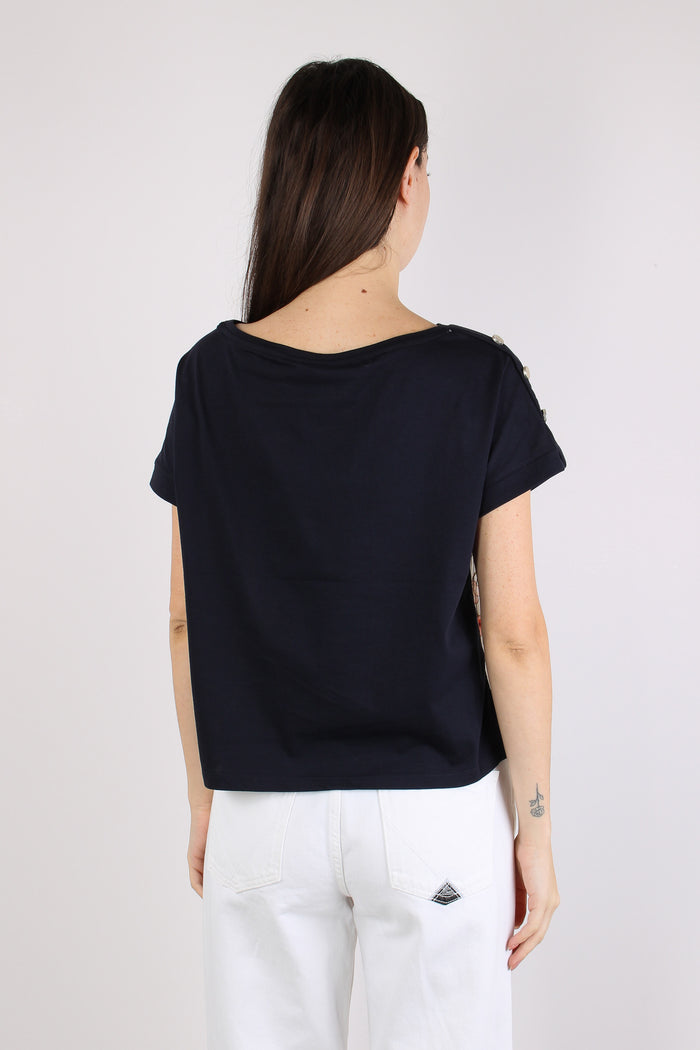 T-shirt Inserto Fantasia Blu/bloom-4