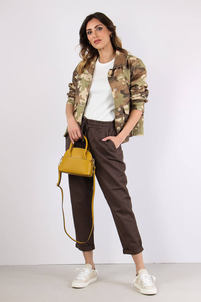 Pantalone Jogging Misto Lino Cioccolato-5