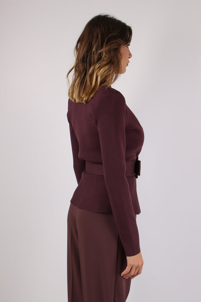 Giacca Maglia Cintura Merlot-7