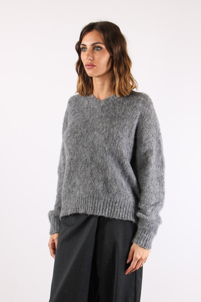 Maglia Mohair Puntinata Grey-6
