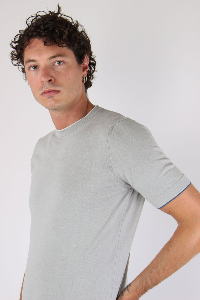 Maglia M/m Profilo Contrastro Grigio/bianco-7