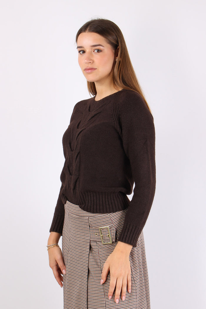 Maglia Viscosa Treccia Central Moro-3