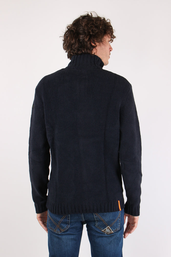 Maglia Mezza Zip Blue Black-5