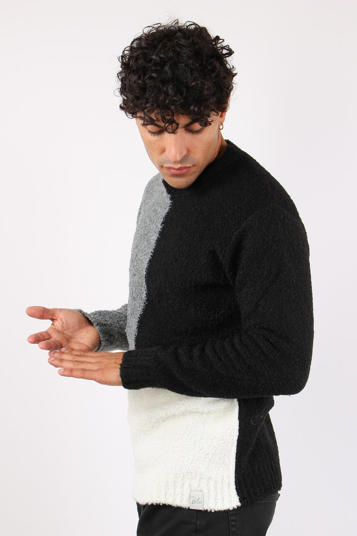 Maglia Boucle Colorblock Nero-3