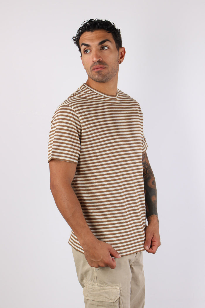 T-shirt Riga Misto Lino Beige/bianco-5