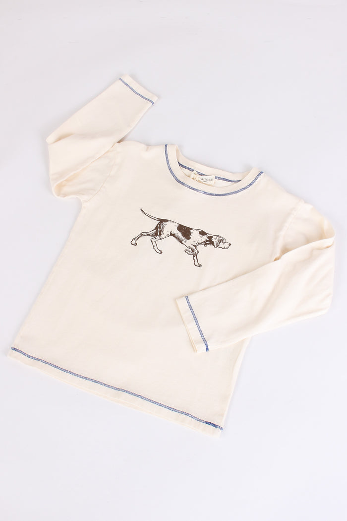 T-shirt Cotone Stampa Cane Naturale-3