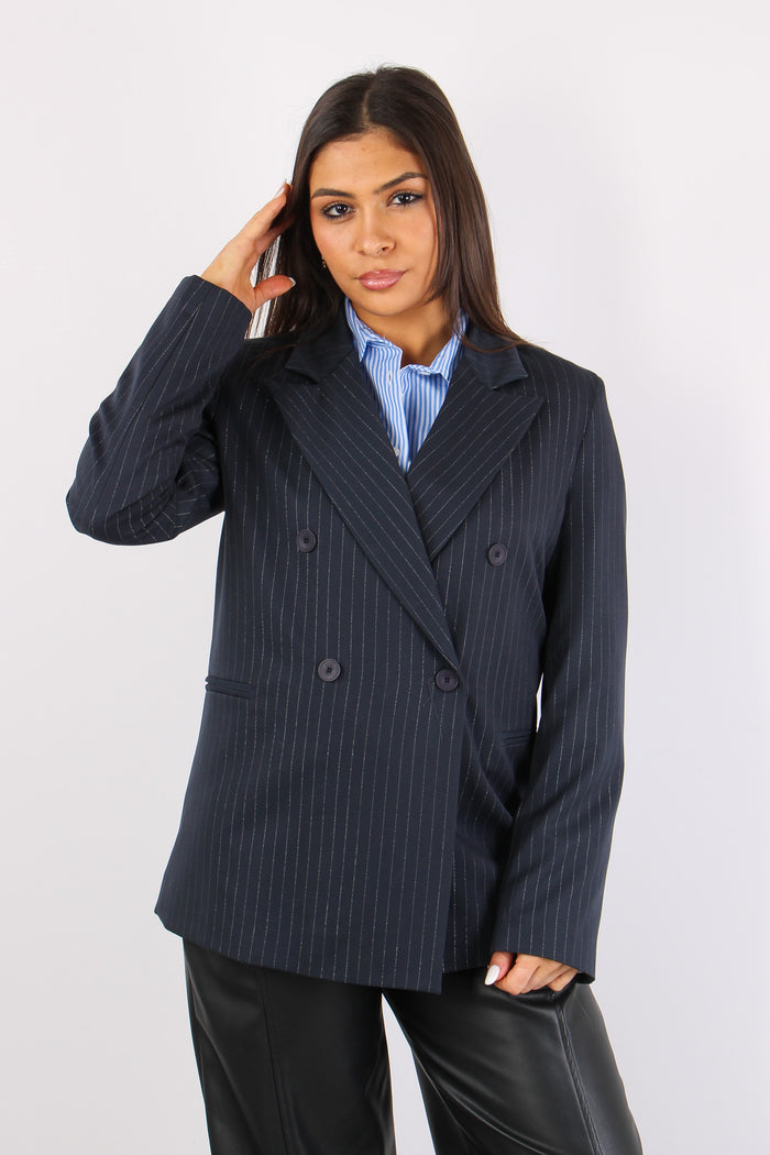 Giacca Doppiopetto Gessata Notte-4