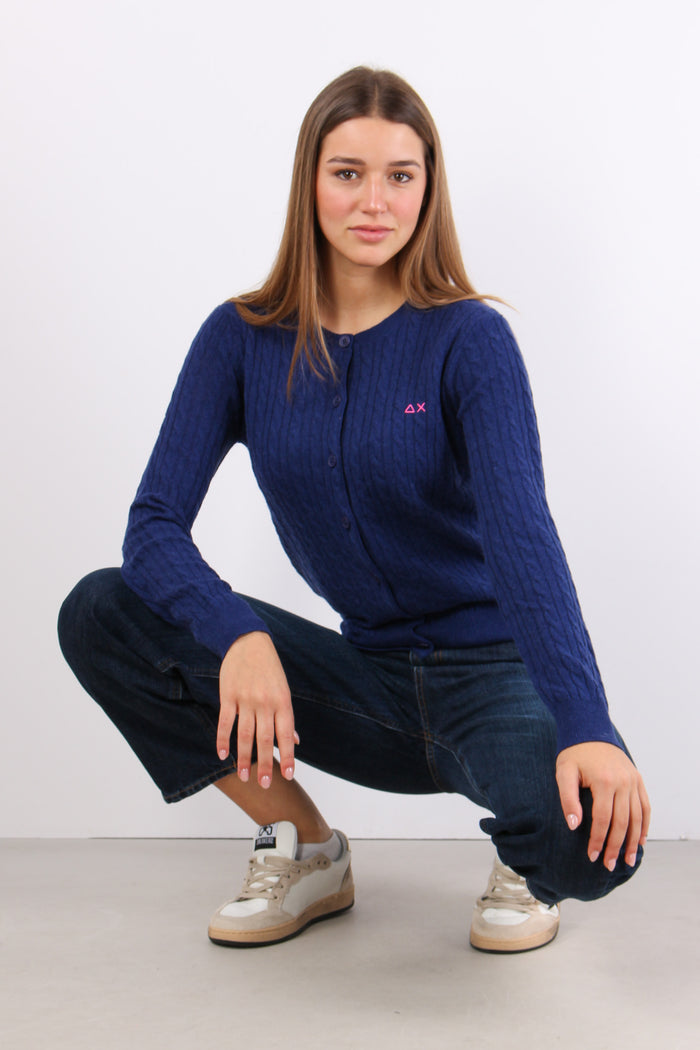 Cardigan Bottoni Trecce Blue-3