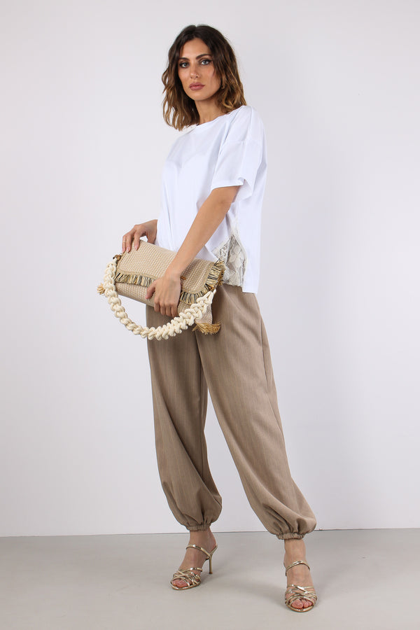 Pantalone Baloon Filo Lurex Beige