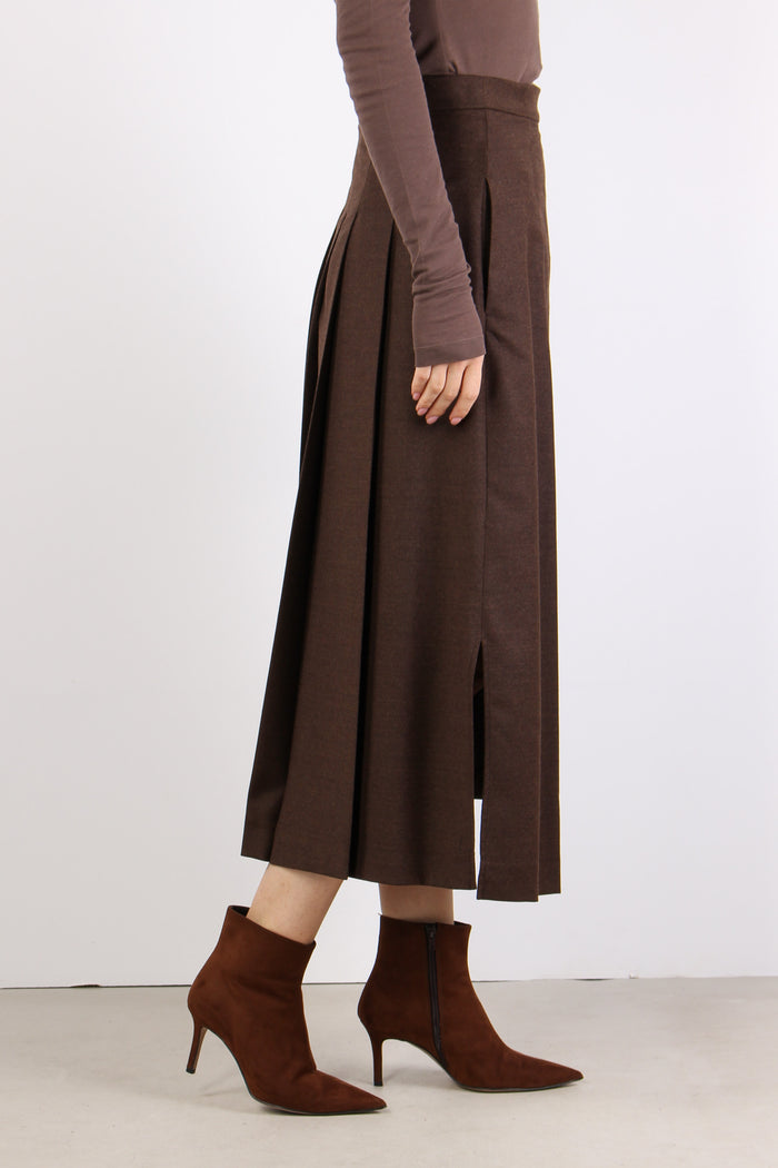 Fastoso Gonna Pieghe Fibbia Cioccolato-6