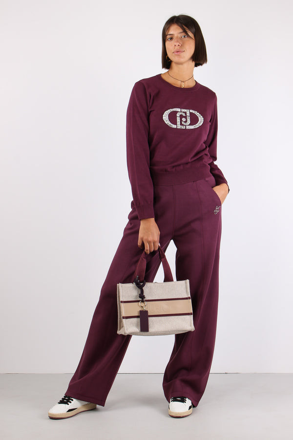 Maglia Viscosa Logo Strass Red/monogram