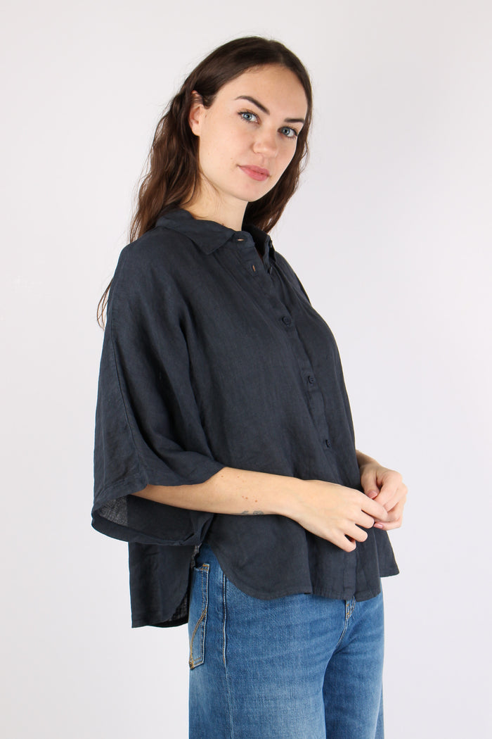 Camicia Over Lino Blue-9