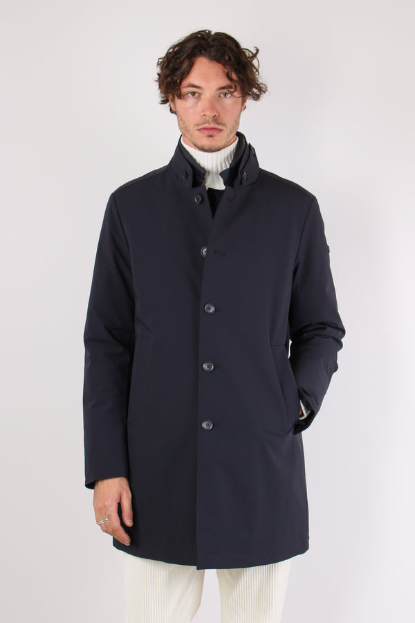 Giubbotto Lungo Tessuto Tecnic Navy