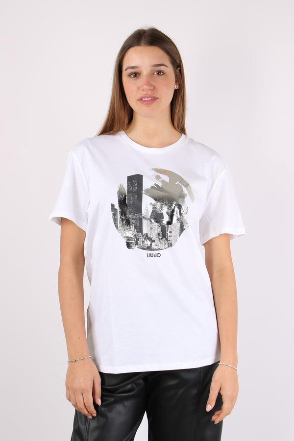 T-shirt Lamina Stampa Bianco/city-2