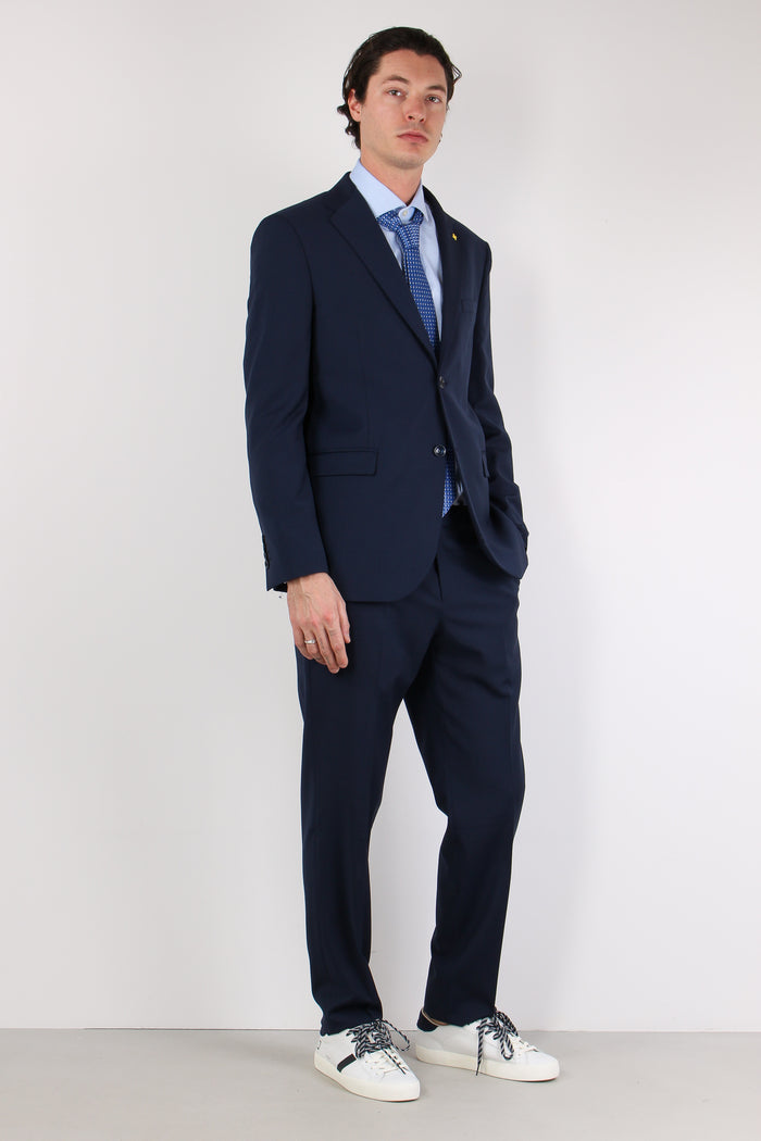 Abito Misto Lana Slim Blu-7