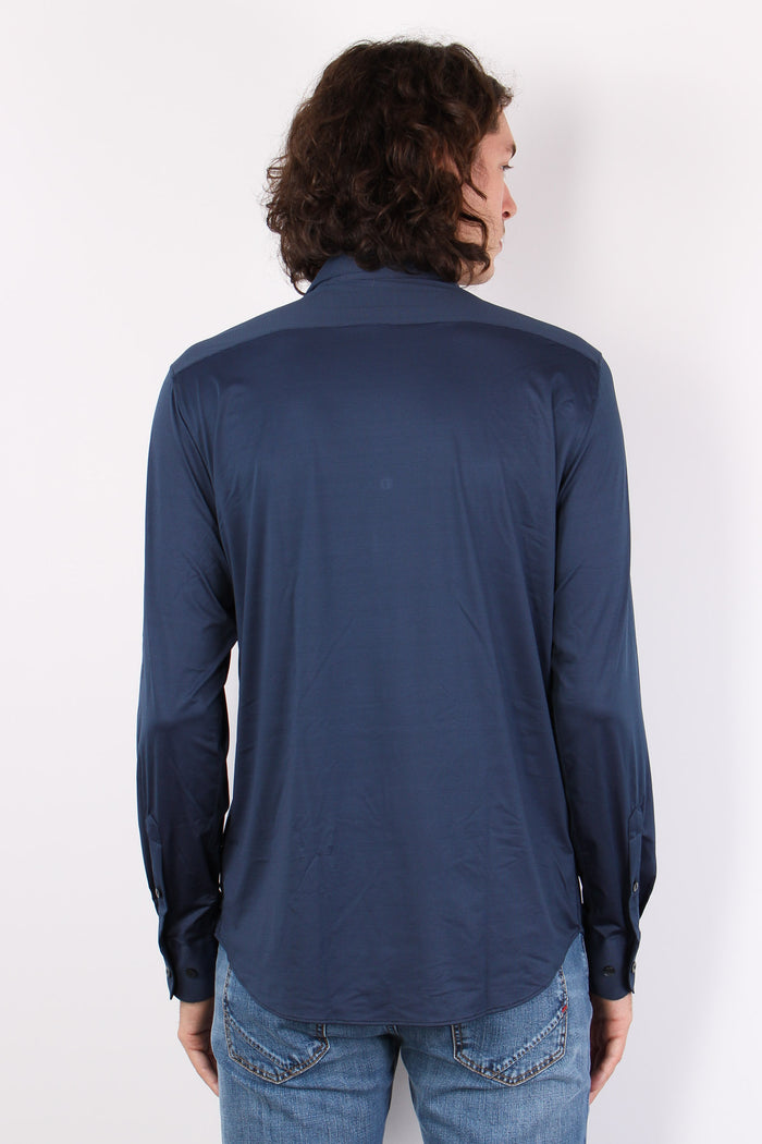 Camicia Oxford Elasticizzata Blu-3