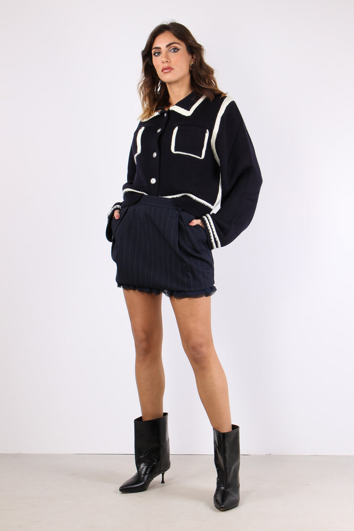 Sulcis Giacca Corta Bordata Blu/bianca