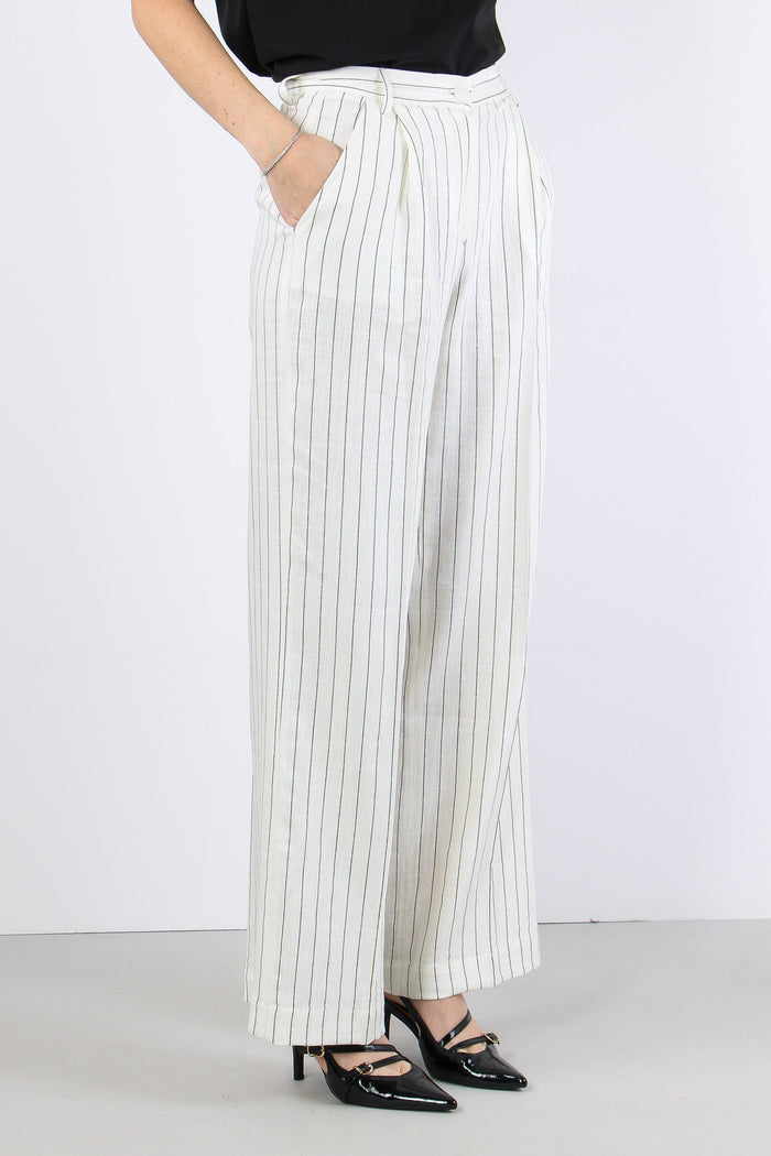 Pantalone Gessato Pences Bianco/nero-6
