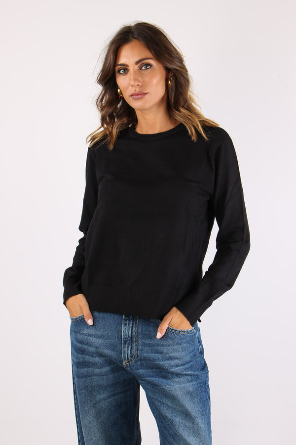 Maglia Girocollo Spacchetti Nero-2