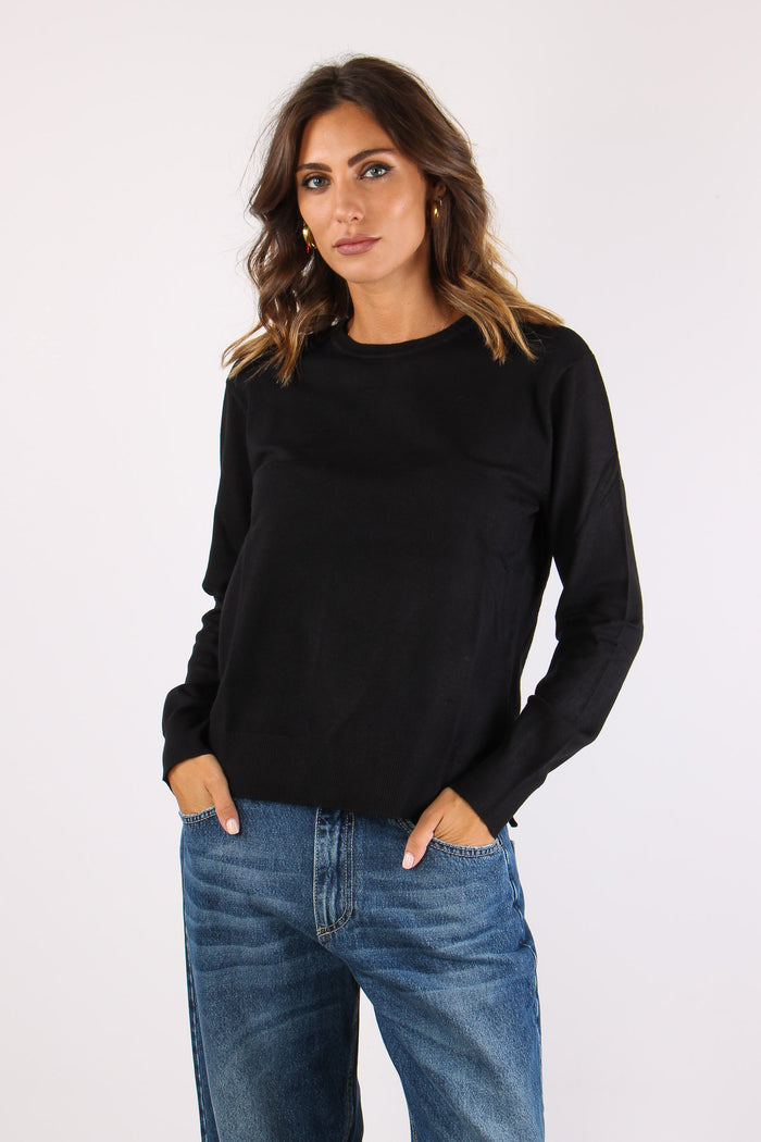 Maglia Girocollo Spacchetti Nero-2