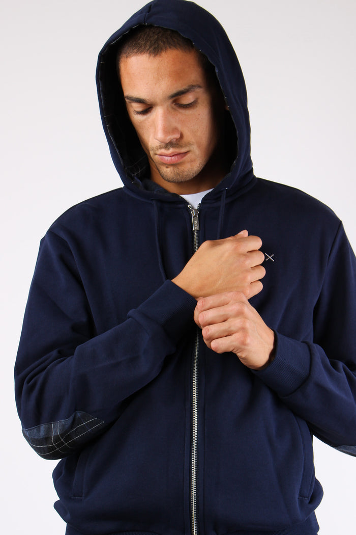 Felpa Zip Toppe Contrasto Navy Blue-8