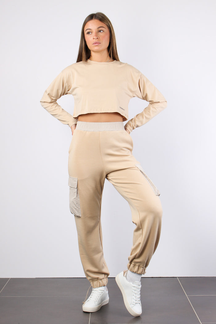 Pantalone Modal Tasche Nylon Nocciola