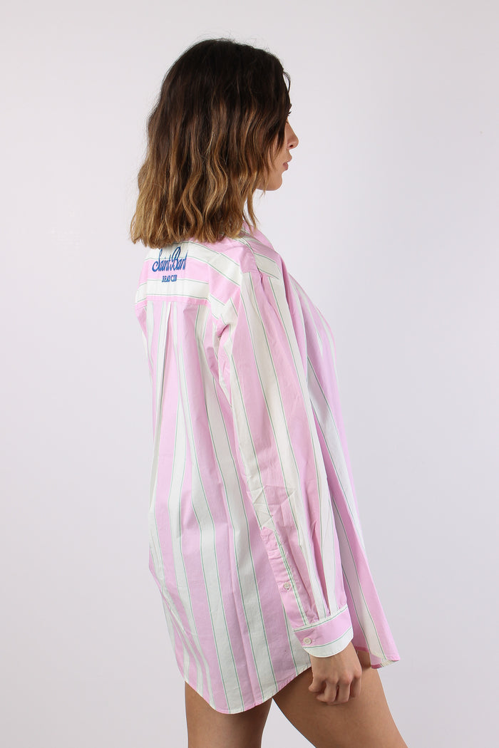 Camicia Cotone Riga Grossa Bianco/rosa-7