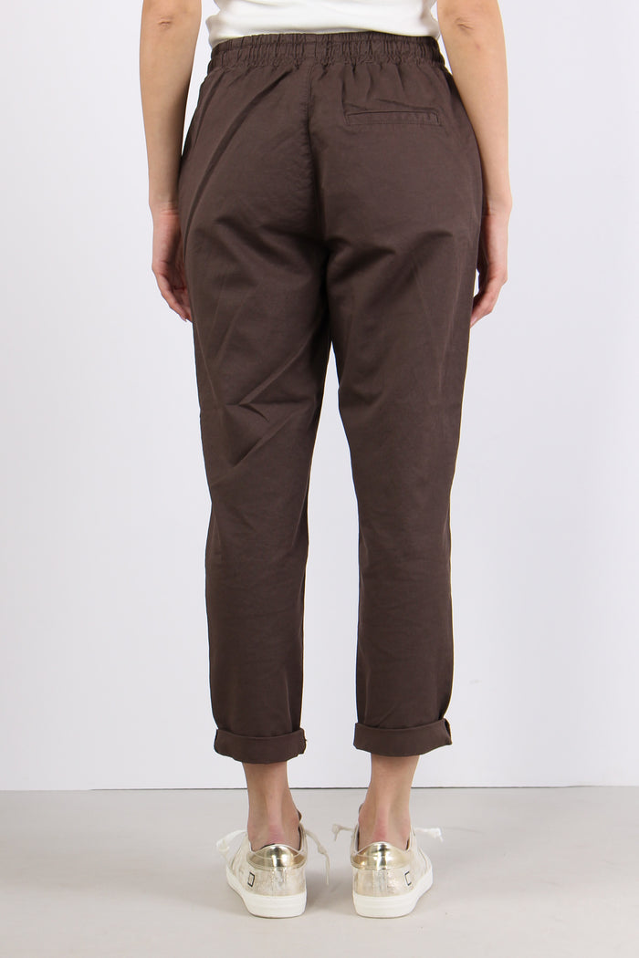 Pantalone Jogging Misto Lino Cioccolato-4