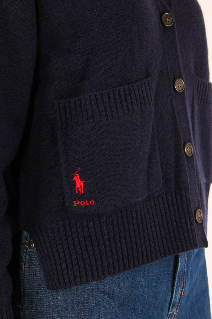 Cardigan Tasche Applicate Hunter Navy-8