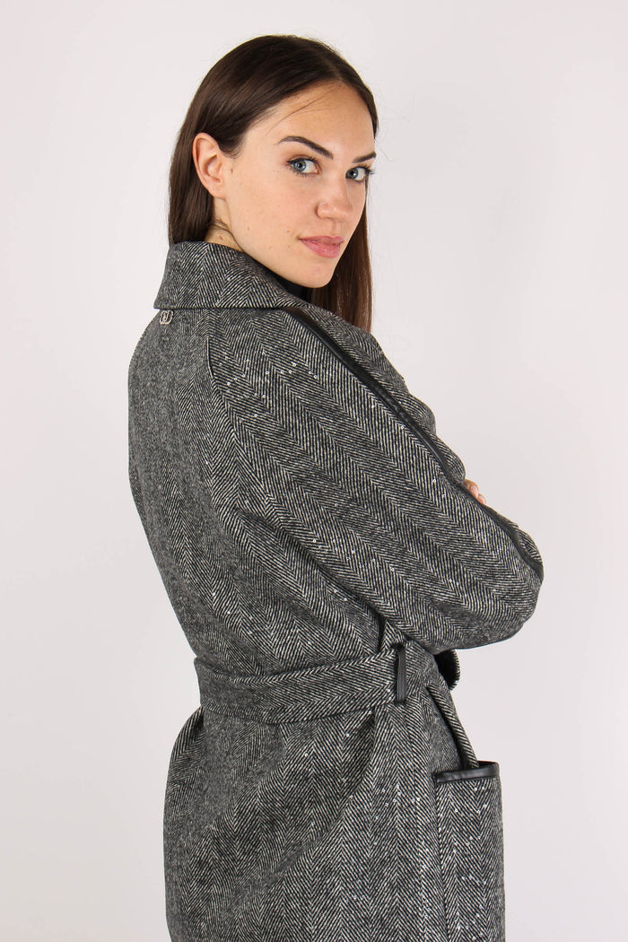 Cappotto Cintura Resca Grey Spinato-6