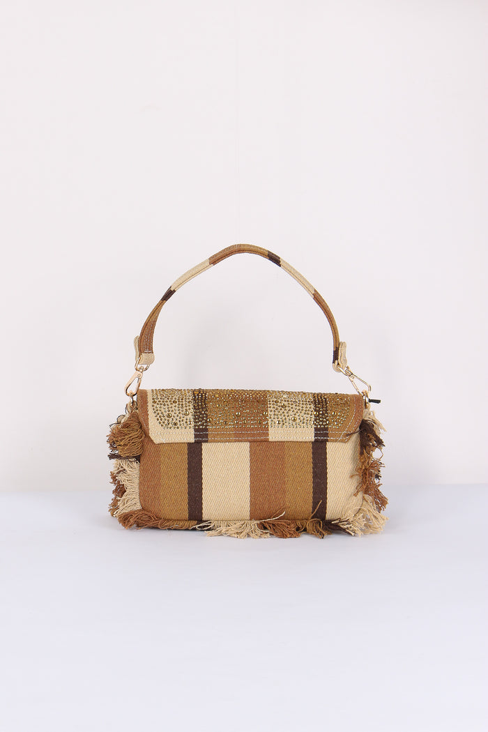 Tracolla Strass Stripes Brown-4
