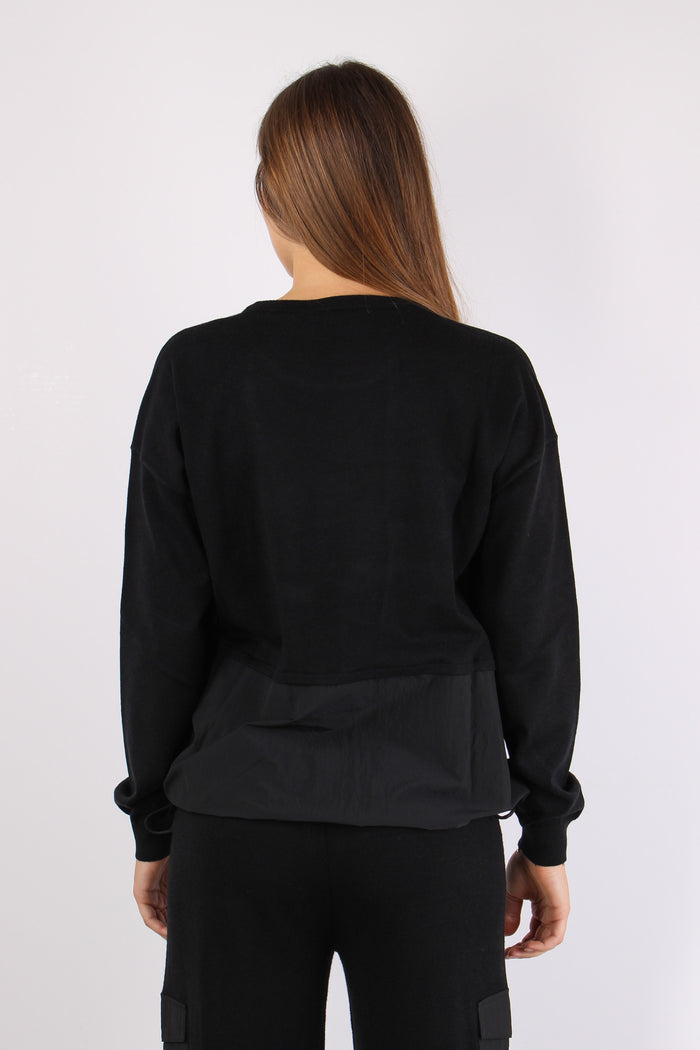 Maglia Inserto Nylon Tasche Nero-4