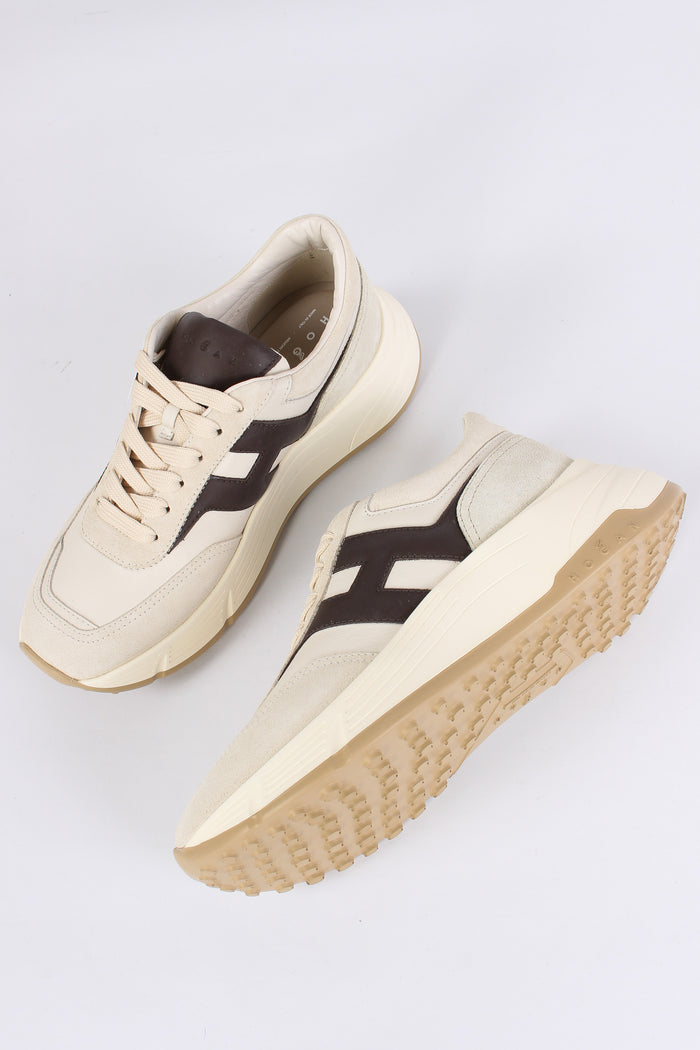 Sneaker Scamosciata Platform Avorio/marrone-7