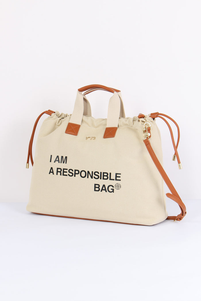 Responsible Sacca Canvas Off White/cuoio-2
