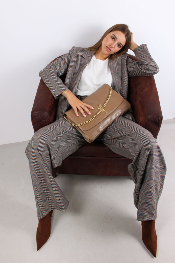 Pantalone Doppia Pences Largo Tortora/nocciola-5