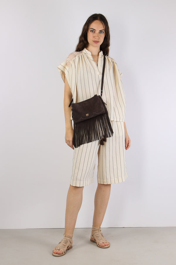 Camicia Gessata Inserto Pizzo Moro/panna-2