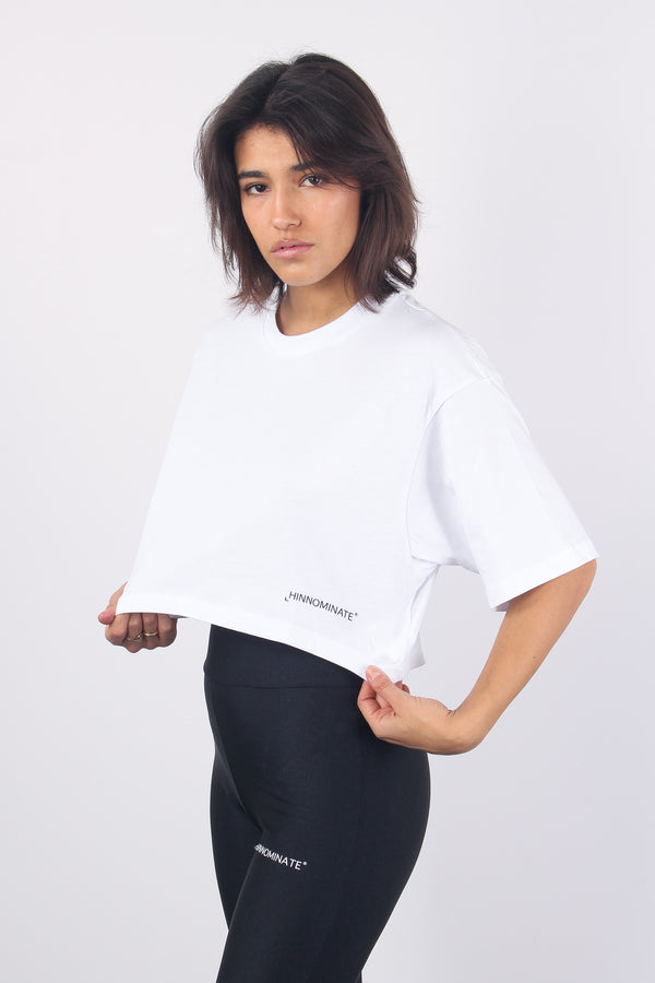 T-shirt Cotone Crop Bianco-2