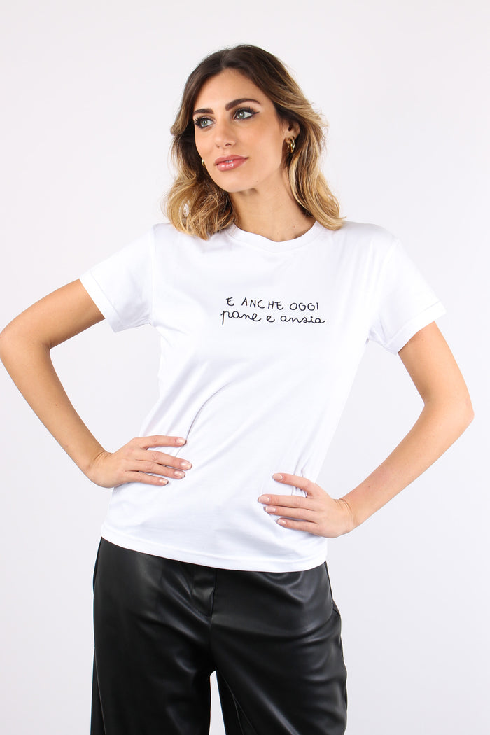 T-shirt Ricamo Pane E Ansia Bianco