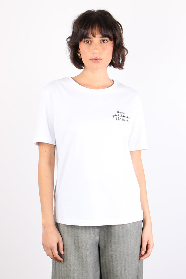 T-shirt Ricamo Segni Particol Bianco