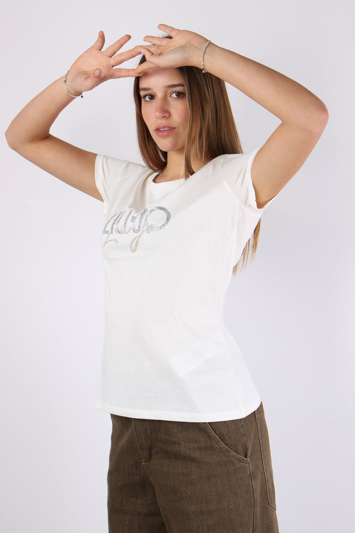 T-shirt Logo Oro Bianco/liujo-4