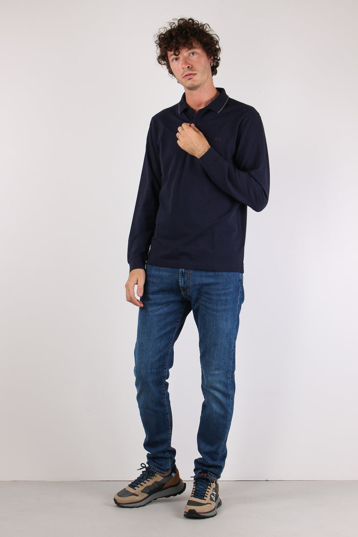 Polo M/l Profilo Contrasto Navy Blue-4