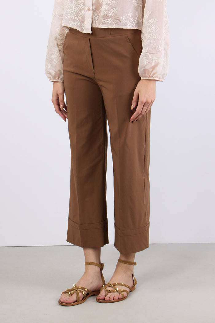 Pantalone Cropped Risvolto Terra-3