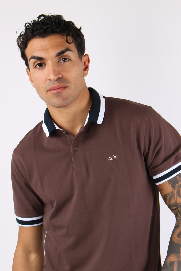 Polo Collo Bicolor Marrone-6