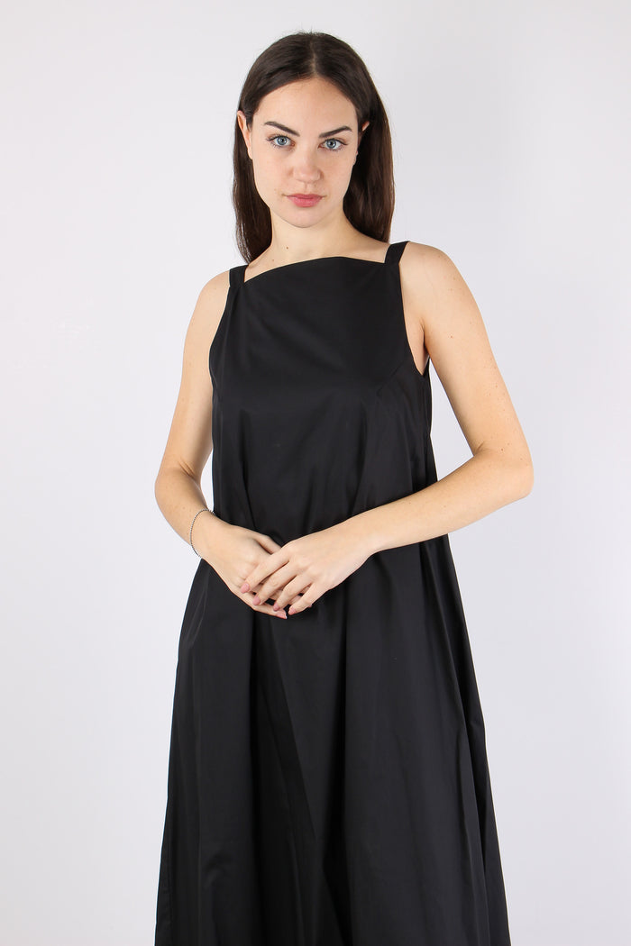 Abito Lungo Cotone Nero-6